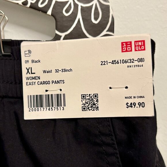 NWT Uniqlo women's black easy cargo pants XL - Picture 5 of 6